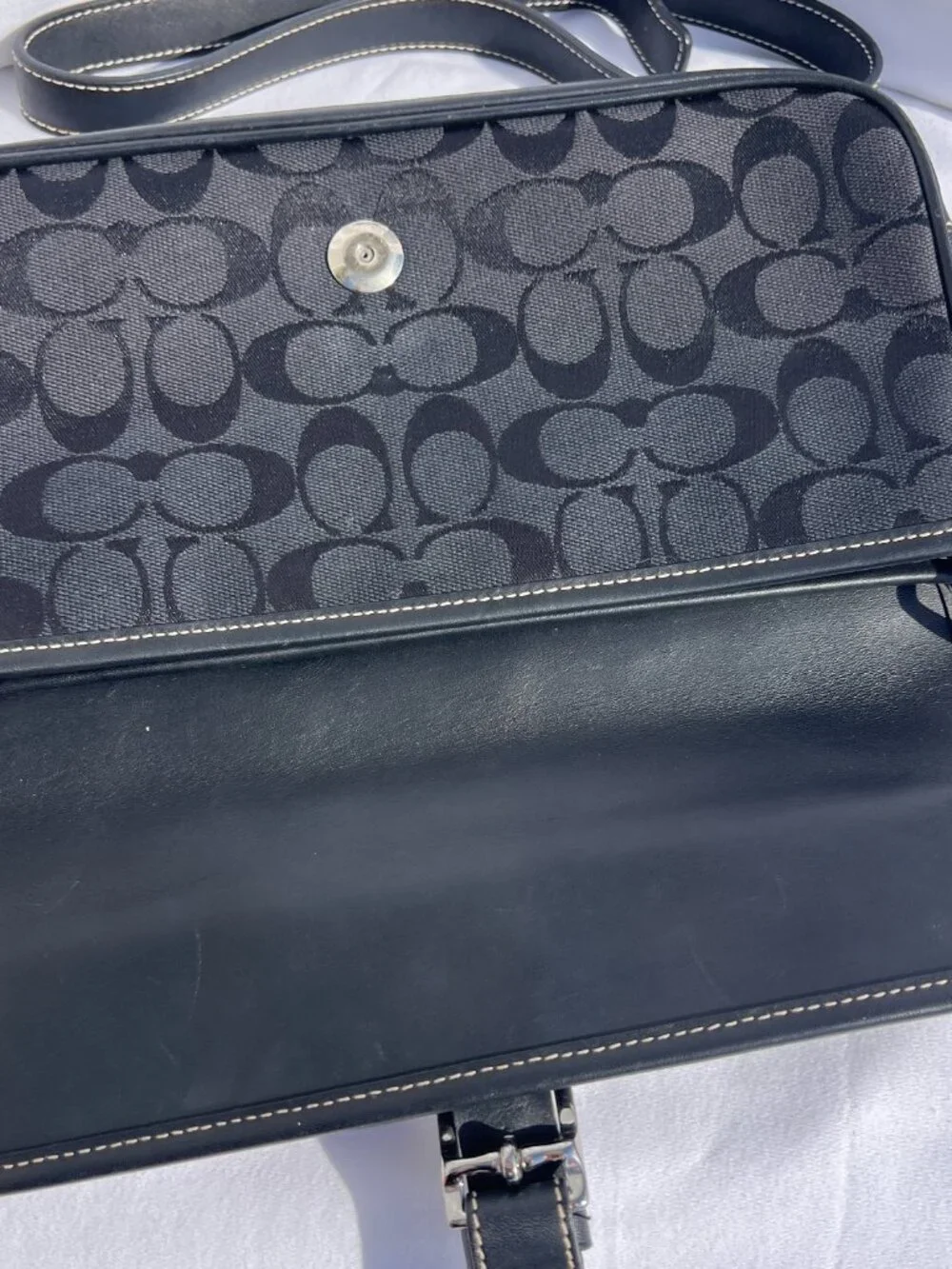 Coach Black Jacquard Monogram Canvas Shoulder Bag 6095